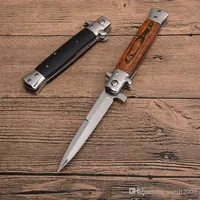 New Italian Godfather Mafia Stiletto Horizontal Tactical Folding Knife 3Cr13 Wood Handle Auto Camping Hunting Survival EDC Tools2850