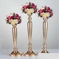 Party Decoration Classic Metal Golden Candle Holders Wedding Table Pillar Candelabra Home Party Centerpiece Flower Rack   V Newdhbest Dh9Nv