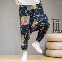 Pantalon masculin harem drop joggers 2022 pantalon décontracté imprimé lâche hip hop baggy coréen coton jambe large