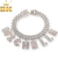 The Bling King Hiphop DIY d￩claration 12 mm S-Link Miami Collier Collier Baguette Letter Pendre Jewelry enti￨rement propre Y20306M