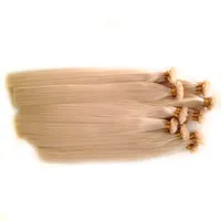 Blonde Keratin Fusion Flat Tip Hair Extensions Human 1 Set 100Strands 100g Pre bonded225D