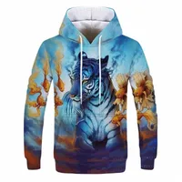 men's Hoodies & Sweatshirts 2021 Autumn And Winter 3d Tiger Hoodie Women's Oversized Sweatshirt With Pockets Long-sleeved Warm Pullover 18sF#
