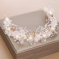 Headpieces Luxurious Gold Pearl Rhinestone Hair Jewelry for Women Handmade Tiara Bridal Bands Wedding Accessories Gift