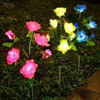 KOKEKA Rose Solar Light Flower Waterproof Christmas Outdoor Lawn Lamps for Garden and Vegetable Patch Patio Decoration 0922