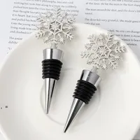 Bar Tools Winter Wedding Favors Silver Finished Snowflake Wine Stopper with Simple Package Christmas Party Decoratives ZZB15665