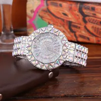 Armbandsur stora urtavla kvinnor tittar p￥ mode damer kvarts titta p￥ lyxiga strass f￶retag vattent￤tt armbandsur f￤rgglada diamantklockor