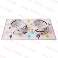 Colorful Pet Feeders Puppy Food Bowls Brand Logo Dog Bowl Mat High End Pets Cat Dogs Food Containers