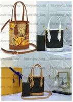 M81489 M81724 NANO BUCKET Bag 22ss Women Garden Floral Cross Body Womens Designer 2pcs Set Bags Canvas Golden Handbag Brand Luxurys Match Wallet