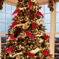 Decorações de Natal Red Aves Cardinal Mini Casa Outdoor 3pcs Moda Artesanato Cenas de Fazenda Durável Ornamentos Duráveis