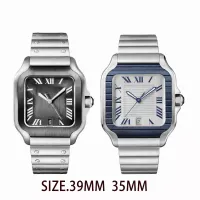 Mens Watch Card Rozmiar 39 mm 35 mm kwadrat 904L Pasek ze stali nierdzewnej Automatyczny ruch mechaniczny Sapphire Wodoodporny damski zegarek
