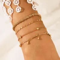 Bracelets de charme Taquel de água vintage para mulheres geometria de ouro geometria multicamada Bagão de liga de metal jóias de moda 14805