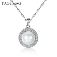 PAG&MAG Classic Round 925 Sterling Silver Pendant Necklace with 9-9 5mm Pearls Natural Freshwater Pearl Fine Jewelry 001 2012232343
