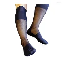 Men&#039;s Socks Mens Knee High Silk Hose Stockings At Play Male Quality Thick N Thin Sheer For Navy
