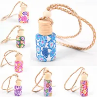 5st Lot Floral Art Printed Hanging Car Interior Accessories Decorations Air Freshener Parfym Diffuser Fragrance Bottle Multi-Col328W