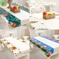 Christmas Home Decor Tablecloths Santa Claus Snowman Christmas Tree Bell Pattern Table Cover Homes decoration Luxury 2xb D3
