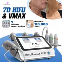 2 hanterar liposonic 7d HIFU Machine Super Hifu Liposonix Slim Body Shaping Vmax Ultraljud Hud Drawing Anti-Aging Salon Device