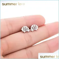 Stud Lovely Hedgehog Stud Earrings For Girls Cute Fashion Animal Ear Jewelry Stainless Steel Sier Earing Drop Delivery 2021 Sport1 Dhmuu