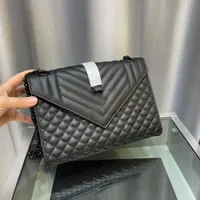 Genuine Leather Purse women shoulder bags crossbody Luxury handbags clutch purses ladies wallets tote Gold Silver Black Chain Bag