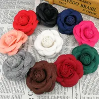 Brooches Korean Large Wool Camellia Flower Brooch Boutonniere Lapel Pin Jewelry Bowknot Corsage Gifts For Women Accessories