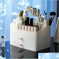 Organización de almacenamiento de baño Caja de maquillaje de escritorio Der Masca de lápiz labial Cuidado de la piel Producting Tresser Estante de la mujer Necesidad femenina