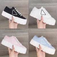 Top Designer Sneakers Gabardine Nylon Casual Shoes Women Loafers Brand Wheel Trainers Luxury Canvas Sneaker Fashion Platform Solid Heighten Shoe With Box eur 35-41