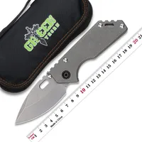 Green Thorn AR Hunting Thumb Stud Folding Knife D2 Blade Titanium Outdoor EDC Survival Tactics Trekking Camping Tools2830