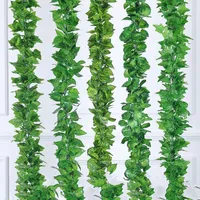 Decorative Flowers Wreaths Flowers leaves 2m artificial green grape leaf other Boston ivy vines decorated fake flower cane wholesale HH08 40 H1
