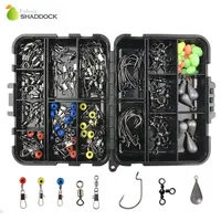 Shaddock 160pcs Box Accessories Hooks Swivels Lead Sinrosher with Ring Carp Fishing Tackle Boxes C181106012408