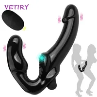 22SS Sex Toy Massager Strapless Strap-On Dildo Vibrator Strapon voor Lesiban Remote Control 10 Speed ​​Double-Heds Women Toy Adult
