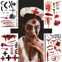 Halloween Tattoo Stickers Party Toys & Supplies Waterproof Wound Spider Scar Simulation Temporary Tattoo Sticker Masquerade Prank Makeup Props