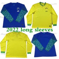 2022 축구 저지 Camiseta de Futbol Brazil World Cup 2023 축구 셔츠 여자 팬 팬 버전 브라질 22 23 Maillot de Foot Men Long Sleeves Jerseys Size S-4XL