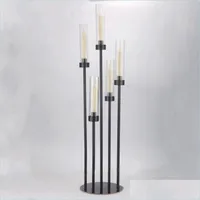 Party Decoration Metal Candle Holder Black Candlesticks Wedding Table Centerpiece Candelabra Pillar Stand Road Lead Decorparty D Soif Dhcit