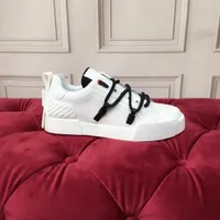 2022 Portofino Sneakers i kalvskinn och patentläder ny stil lyxiga casual skor sportdesigner sneaker skor tryckta silkespetsar bokstäver 35-45