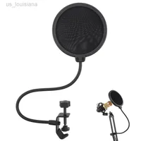 Microphones Double Layer Studio Microphone Filter Flexible Wind Screen Mask Mic Shield for Speaking Recording AccESSories L220922