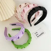 Fashion Hair Sticks Women Wide Side Pleated Headbands Candy Color Turban Femme Casual Hair Accessories