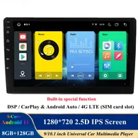 Android 11 Universal Car DVD Player Bluetooth ingebouwde 4G WiFi CarPlay Android Auto 2.5D IPS Touch Screen DSP STEREO RADIO VIDEO GPS Navigatiekop Unit