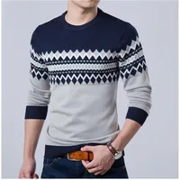 Sweaters masculinos de la marca de la moda de otoño suéter casual de cuello o-cuello delgada del listón del jersey de rayas del cañón XXL 220921