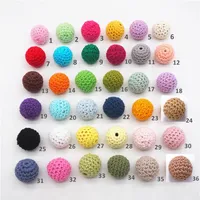Chengkai 50pcs 20mm Round Knitting Cotton Crochet Wooden Beads Balls for DIY decoration baby teether jewelry necklace Toy T200730281L