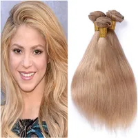 Strawberry Blonde Indian Human Hair Silky Straight Weaves 3Pcs #27 Honey Blonde Virgin Remy Human Hair Bundles Deals Double Wefted289j