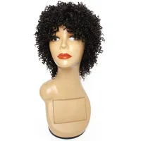 Machine Made Human Hair Wig None Lace 8 Inch Short Curly Brazilian Hair Natural Color279F