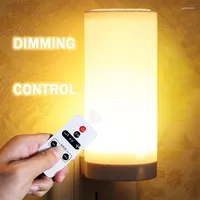 Nattlampor LED -ljus tröjlöst dimning EU/US Plug Socket Wall Lamp med timingfunktion Fjärrkontroll för hemmet sovrum sovrummet