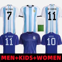 2022 Fans Joueur Version Argentine Soccer Jerseys 22 Messis Mac Allister Dybala Di Maria Martinez de Paul Maradona Child Kids Kit Men Women Football Shirt S-4XL