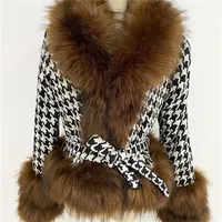 FURA DE MOMEN FUAUX ZADORIN Fashion Fashion Autumn Winter Whort Wool Wool Patchwork Coat Women Women Luxury Big Collar Jacket 220922