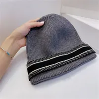 Autumn Winter Beanies Air-Cooled knitted Hat With Ribbon Letter Wool Hat Warm Ear Protection Knitted Elastic Head