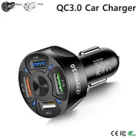 4 Ports USB Car Chargers QC3.0 Mini Fast Charging Charger For iPhone 12 Xiaomi Huawei Mobile Phone Adapter Android Devices