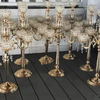 Party Decoration 5 Arm Gold Candle Holders Candlestick Wedding Centerpieces For Tables Centre De Table Mariage Crystal Centerpiece