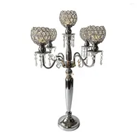 Party Decoration Event Decor Candelabra 5 Arms Metal & Crystal Candelabrum Candle Holder Wedding Table Centerpiece Decorations