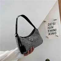Shoulder Bags trendy Hand spring underarm one with diamond zipper Tote Factory direct sales