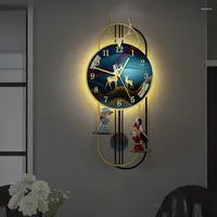 Horloges murales Hall silencieuse horloge num￩rique Design moderne Nordic Vintage Luminal Bedroom Orologio da Parete Home and Decoration