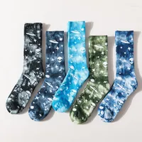 Erkek Çoraplar Erkekler Sonbahar ve Kış Tie-Boya Yıldızlı Gökyüzü Çift Sokak Kaykay Gelgit Ins Terry Kişiselleştirilmiş